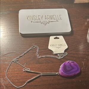 Kinsley Armelle Purple Stone Necklace with Silver Accents